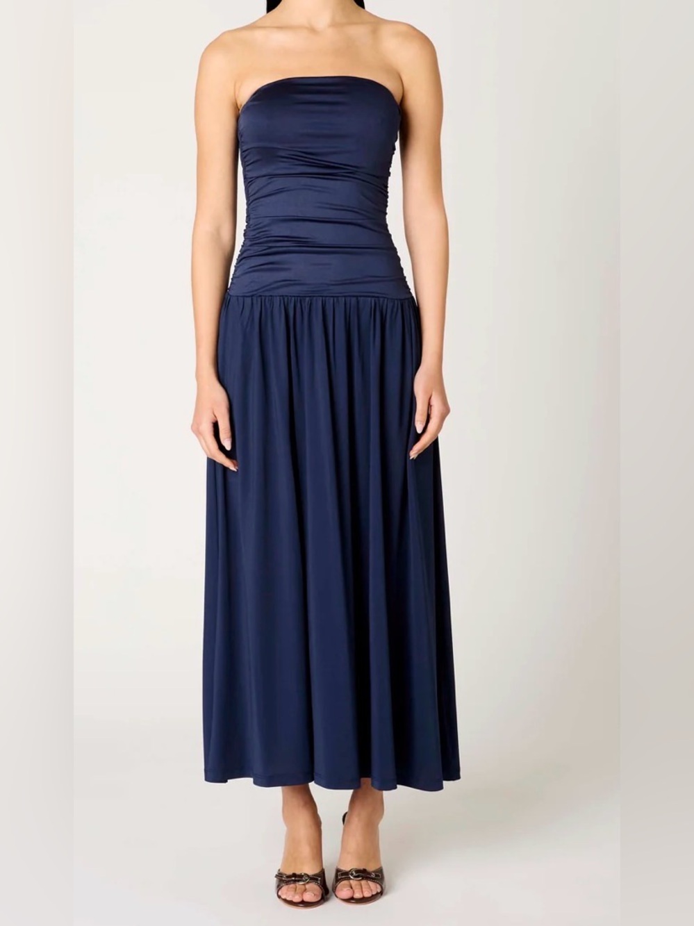 NIA Los Angeles Santal Midi Dress Midnight Navy Blue - Small